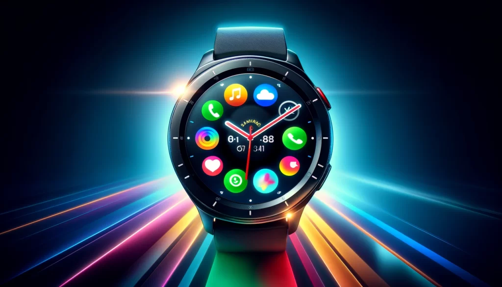 Samsung Galaxy Watch displaying various apps on its screen